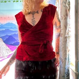 Banana Republic Tie Front Velvet Top